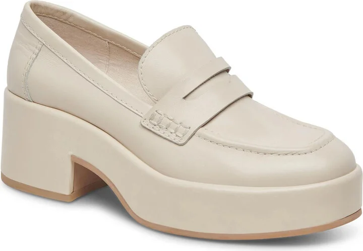 Yanni Womens Leather Slip On Loafer Heels