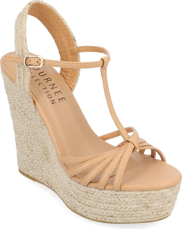 Yara Tru Comfort T-Strap Espadrille Wedge Platform Sandal