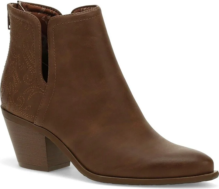 YARA Womens Block Heel Faux Leather Ankle Boots