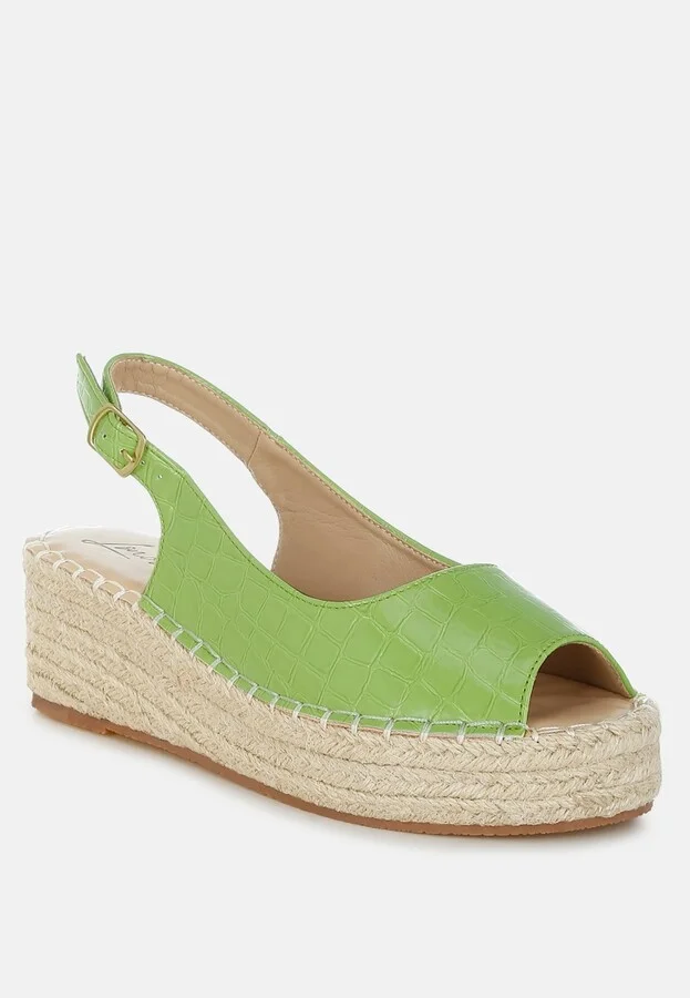 Yarael Croco Peep Toe Wedges - Image 2
