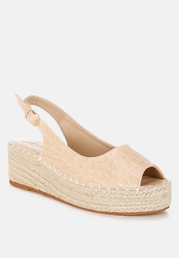 Yarael Croco Peep Toe Wedges - Image 5