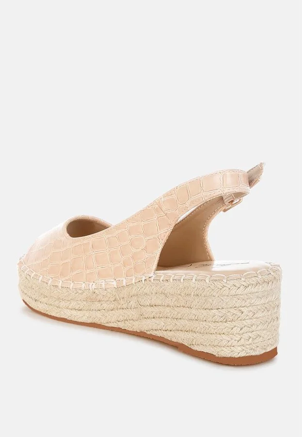 Yarael Croco Peep Toe Wedges - Image 6