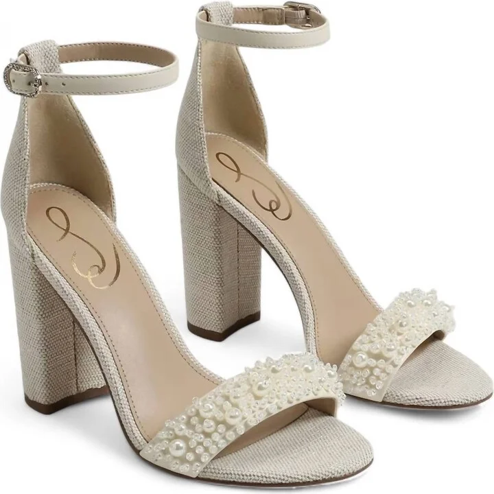 Yaro Block Heel Sandal In Modern Ivory Pearl