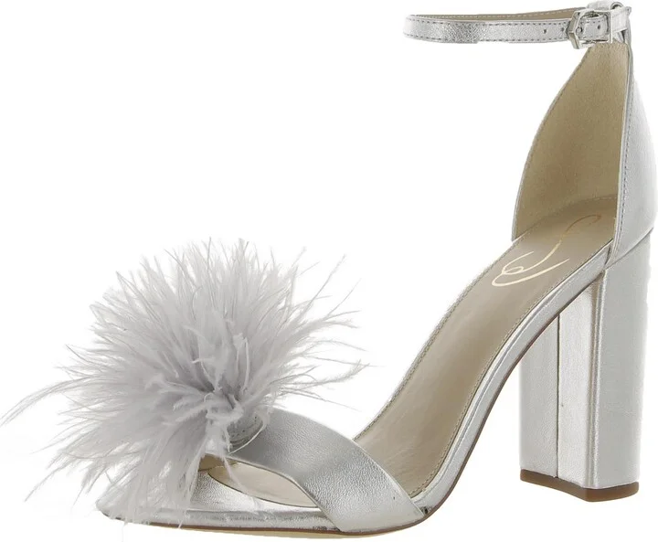 Yaro Feather Womens Block Heel Ankle Strap Heels