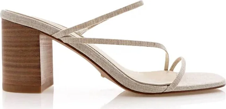 Yazmin Sandal In Sand Linen-Natural