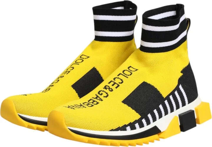 Yellow Black Sorrento Socks Sneakers Women's Shoes - Image 4