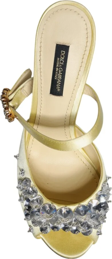 Yellow Crystal Slides Heels Sandals Women's Shoes (Pre-Owned) - Image 6
