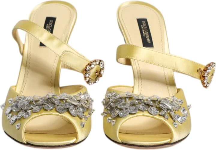 Yellow Crystal Slides KEIRA Sandals Women's Shoes - Image 2