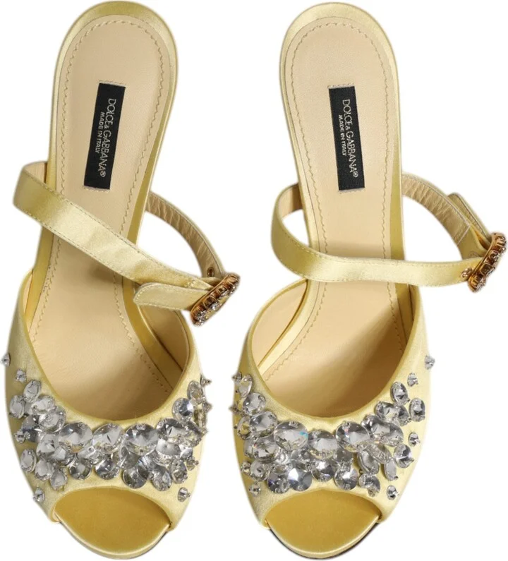 Yellow Crystal Slides KEIRA Sandals Women's Shoes - Image 3