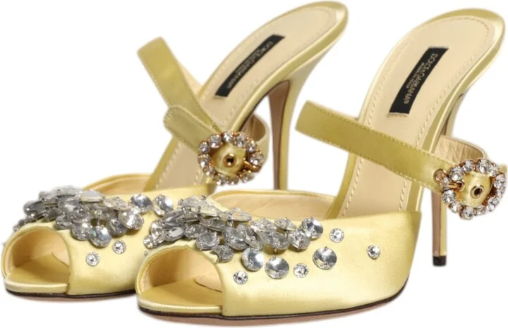 Yellow Crystal Slides KEIRA Sandals Women's Shoes - Image 4