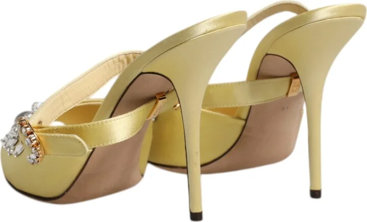 Yellow Crystal Slides KEIRA Sandals Women's Shoes - Image 5
