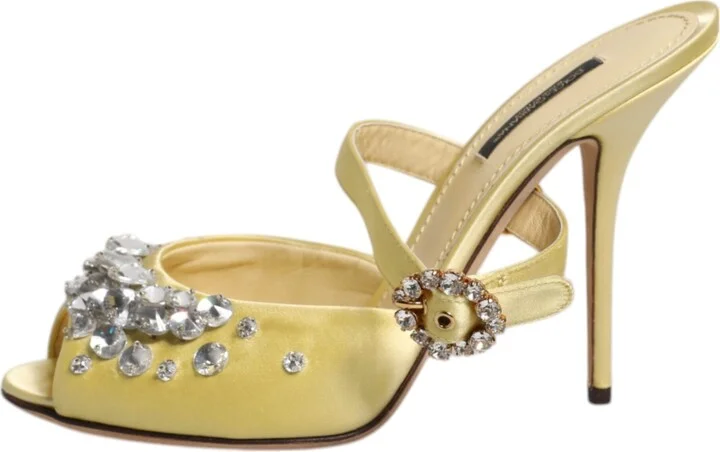 Yellow Crystal Slides KEIRA Sandals Women's Shoes - Image 6