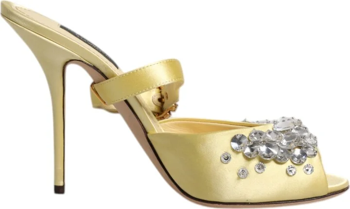 Yellow Crystal Slides KEIRA Sandals Women's Shoes