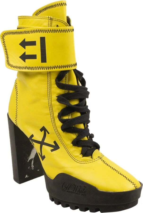 Yellow Leather Moto Wrap Boots
