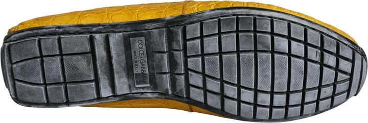 Yellow Leather Slip Mocassin Loafers Men's Shoes - Image 6