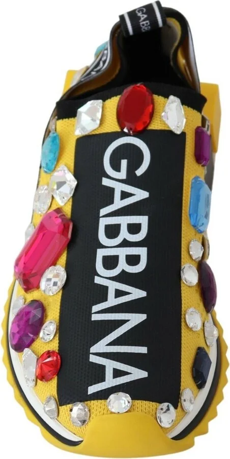 Yellow Multicolor Crystals Sneakers Women's Shoes - Image 4