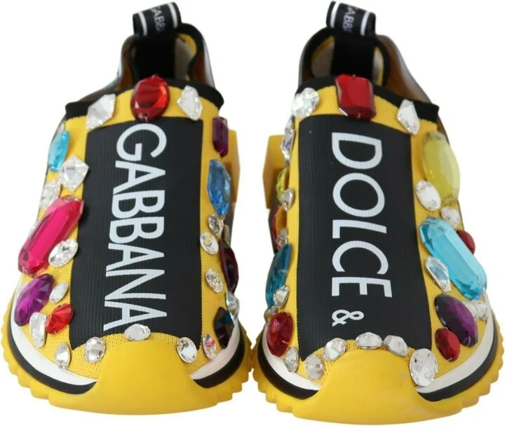 Yellow Multicolor Crystals Sneakers Women's Shoes - Image 5