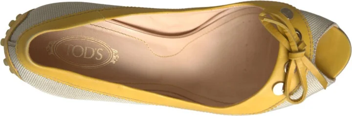 Yellow Off White Peep Toe Heels Pumps Women's Shoes (Pre-Owned) - Image 3