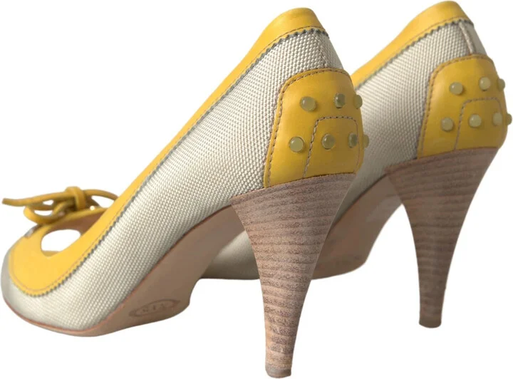 Yellow Off White Peep Toe Heels Pumps Women's Shoes (Pre-Owned) - Image 6