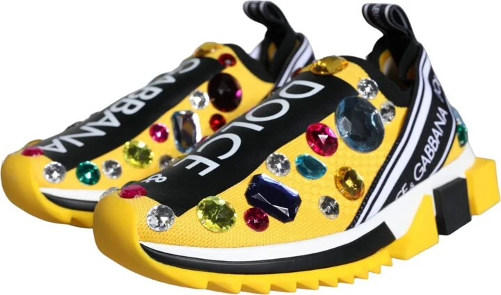 Yellow Sorrento Crystals Sneakers Womens Shoes - Image 3