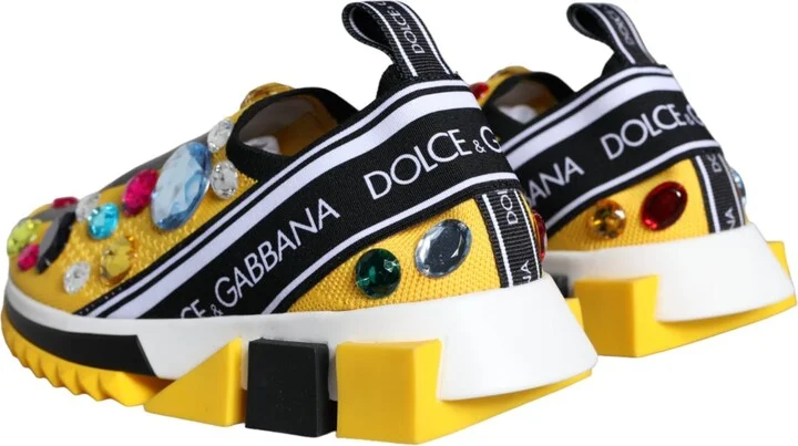 Yellow Sorrento Crystals Sneakers Womens Shoes - Image 5