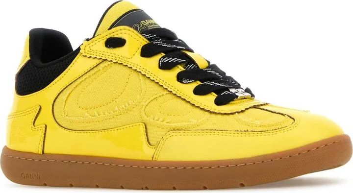 Yellow Synthetic Leather And Fabric Sneakers - Image 2