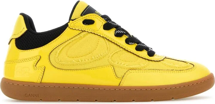 Yellow Synthetic Leather And Fabric Sneakers
