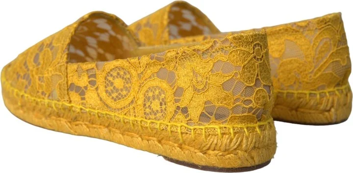 Yellow Taormina Lace Espadrille Loafers Flats Women's Shoes - Image 3