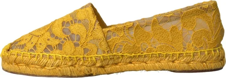 Yellow Taormina Lace Espadrille Loafers Flats Women's Shoes - Image 4