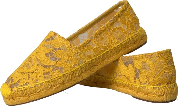 Yellow Taormina Lace Espadrille Loafers Flats Women's Shoes - Image 6