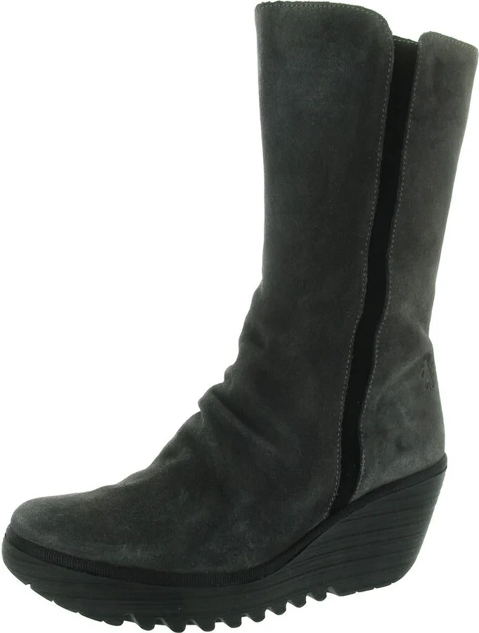 YEMY408FLY Womens Zipper Suede Mid-Calf Boots