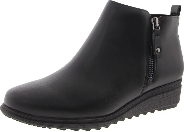 YENA 3 Womens Zipper Faux Leather Ankle Boots