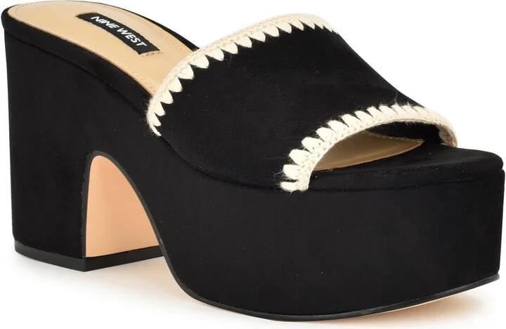 Yickie 2 Womens Embroidered Faux Suede Block Heel
