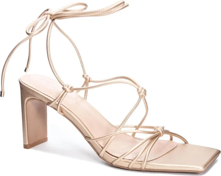 Yita Strappy Sandal In Brushed Gold
