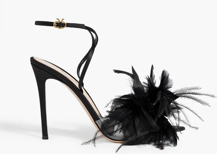 Ynez embellished satin and PVC sandals