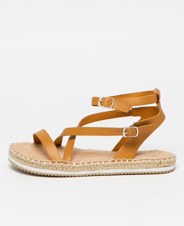 Yoco Sandals Women's US 6 Natural Leather Strappy Ankle Strap KHD518