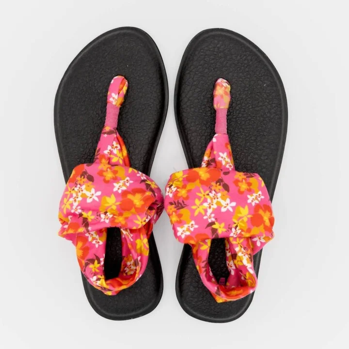 Yoga Sling 2 Floral Flip Flop Thong Sandals In Orange