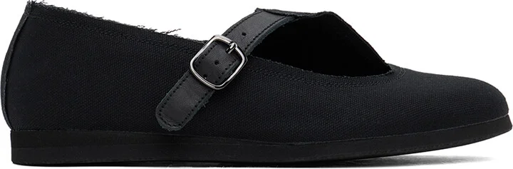 YOHJI YAMAMOTO Black Oxford Mary Jane Ballerina Flats