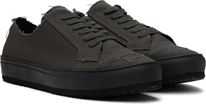 YOHJI YAMAMOTO Gray Raw Edge Sneakers - Image 4