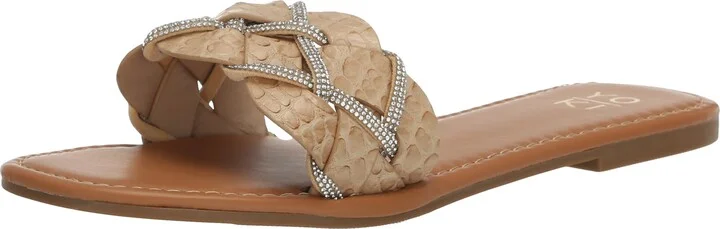 YOKI-ALABAMA-20 Women's Braided Rhinestone Flat Sandal