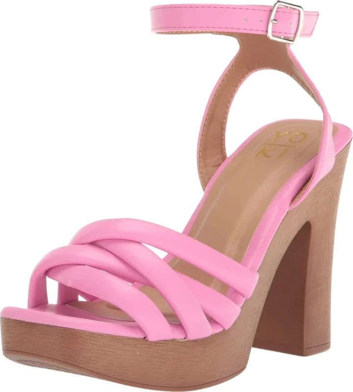 YOKI-ARLESA-05 Women's Strappy Open Toe Wooden Heels