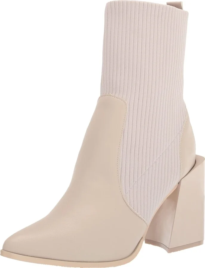 YOKI-BLONDE Women's Knitted Slip On Heeled Bootie