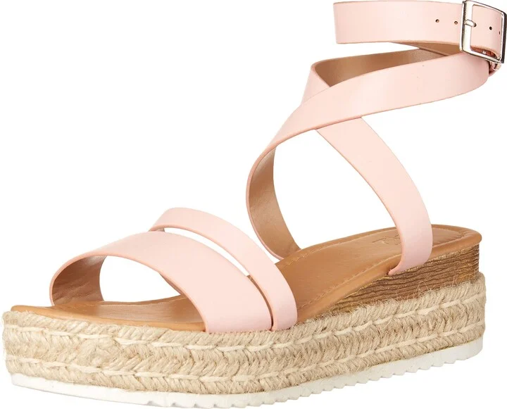 YOKI-CARDI-39 Women's Open Toe Platform Espadrille Sandal With Criss Cross Buckle Ankle Strap