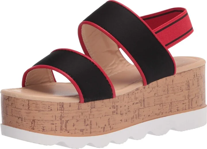 YOKI-CHARLENE-07 Women's Open Toe Platform Flatform Wedge Sandal With Double Elastic Strap
