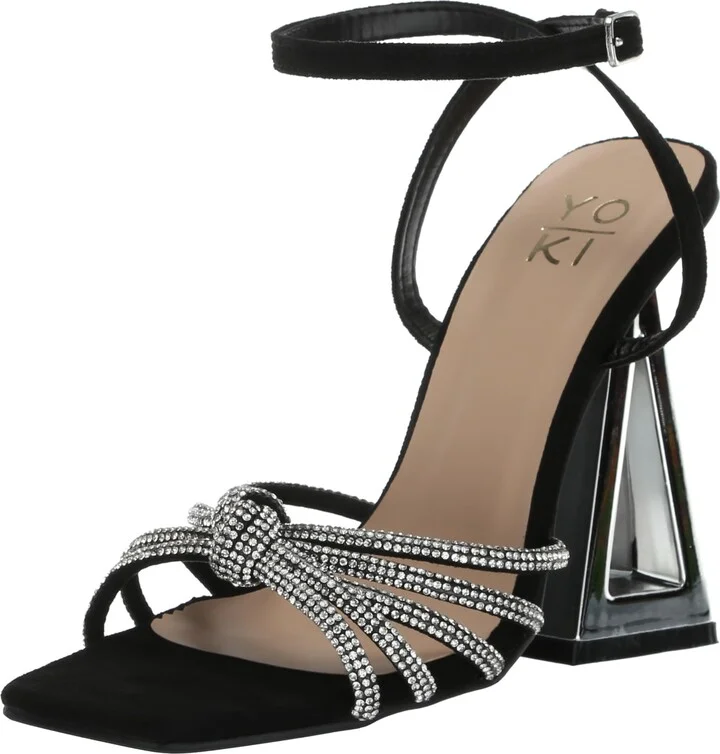 YOKI-Denise Women's Open Square Toe Heels with Buckle Closure