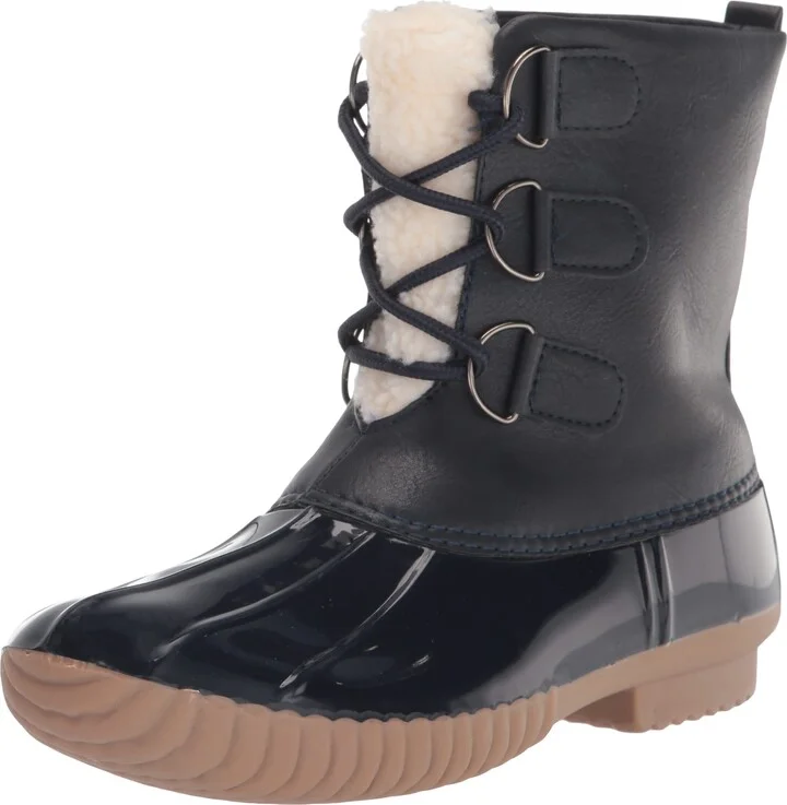 YOKI-DYLAN-100 Womne's Short Ankle Rain Duck Boots With White Fur Vamp