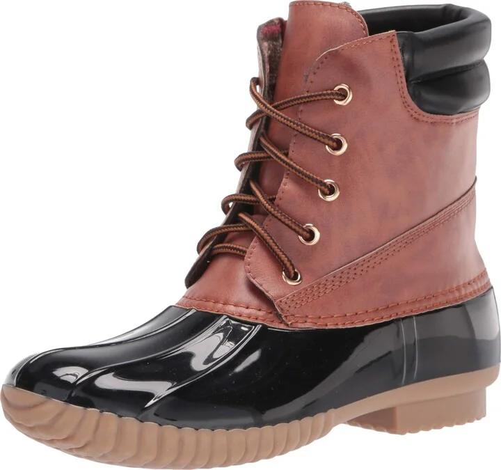 YOKI-DYLAN-49 Women's Rain Lace Up Duck Boot With Quilted Upper Trend