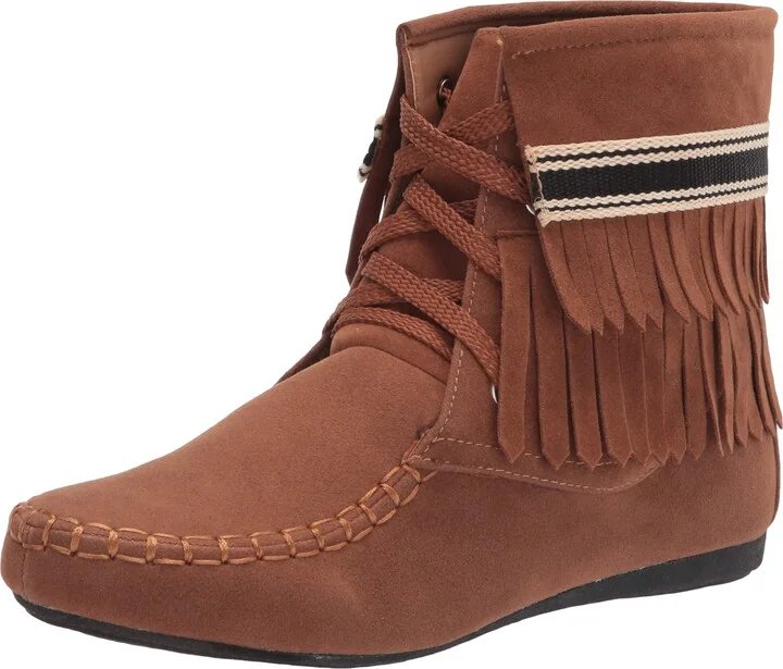 Yoki-GABBY-22 Short Suede Ankle Boot with Fringes