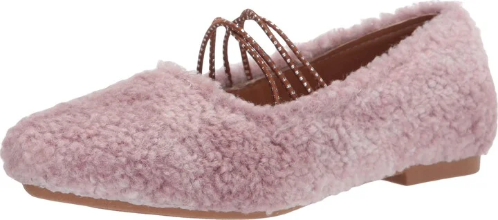 YOKI-GENEVA-21 Women's Furry Ballet Flat with Four Elastic Straps