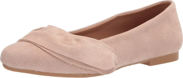 YOKI-GENEVA-40 Women's Suede Ballet Flat with Front Ruffle Design